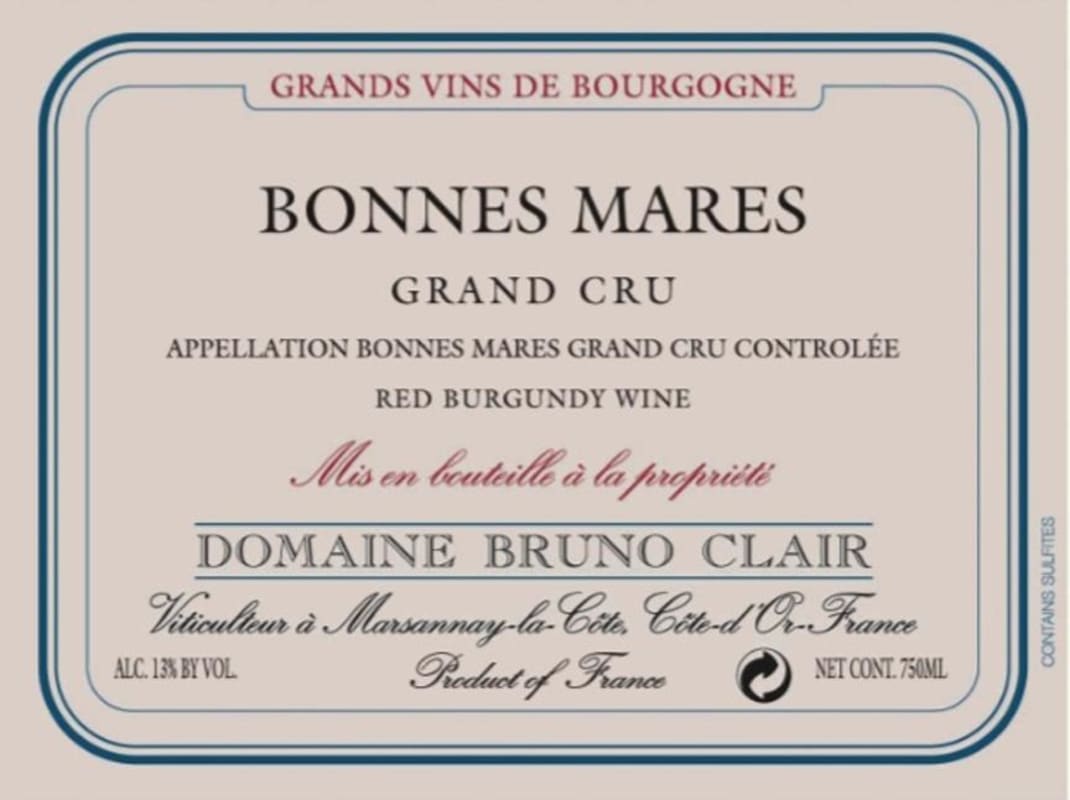 Bruno Clair Bonnes-Mares Grand Cru 2009 Front Label