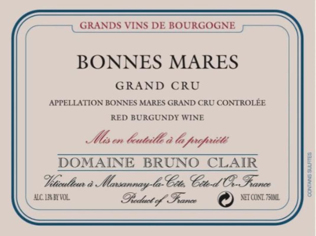 Bruno Clair Bonnes-Mares Grand Cru 2010 Front Label