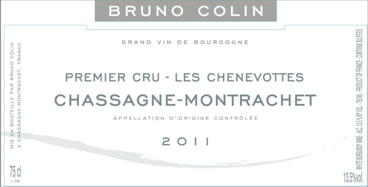 Bruno Colin Chassagne Montrachet Les Chenevottes 2011 Front Label