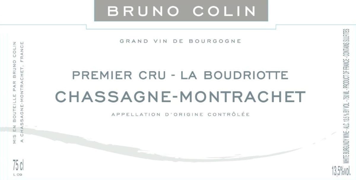 Bruno Colin Chassagne Montrachet La Boudriotte 2012 Front Label