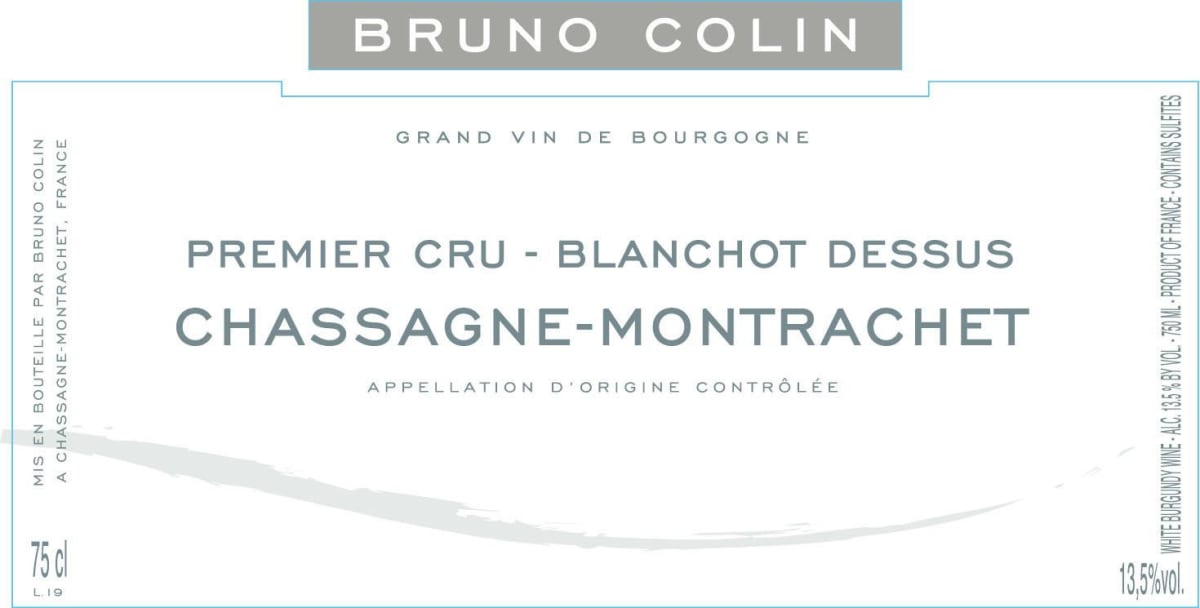 Bruno Colin Chassagne Montrachet Blanchot Dessus 2012 Front Label