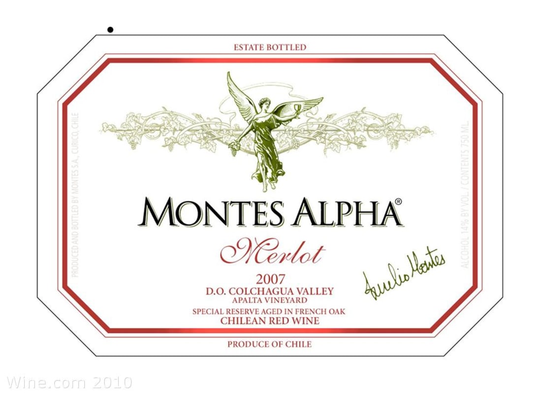 Montes Alpha Series Merlot 2007 Front Label