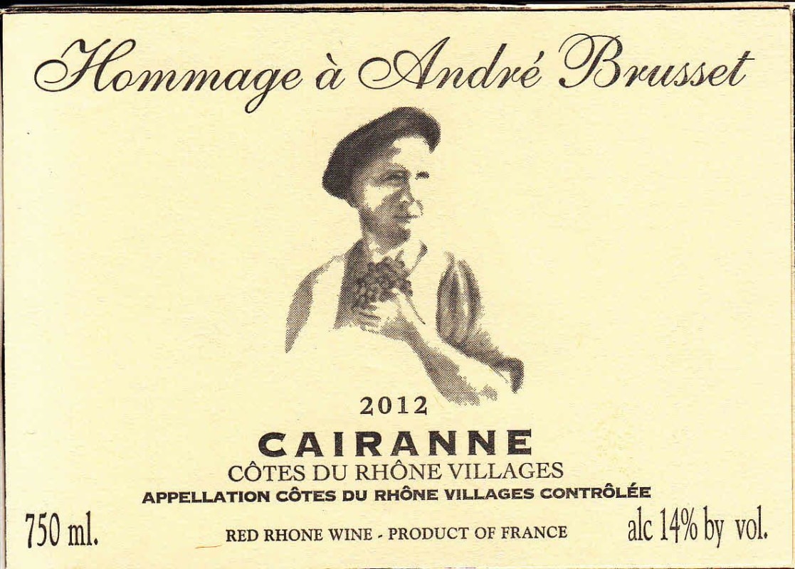 Domaine Brusset Cairanne Cuvee Hommage 2012 Front Label