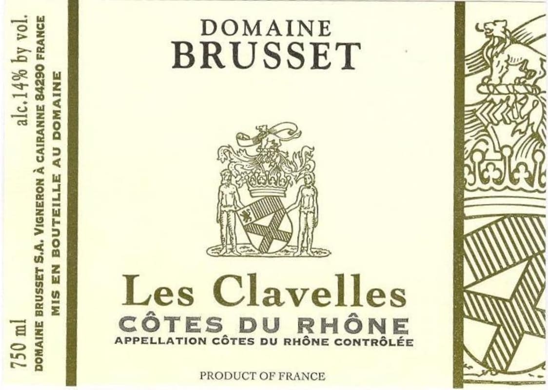 Domaine Brusset Les Clavelles Blanc 2014 Front Label