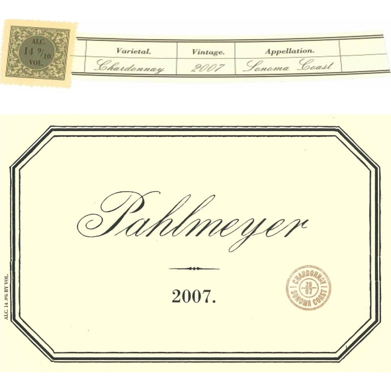 Pahlmeyer Sonoma Coast Chardonnay 2007 Front Label