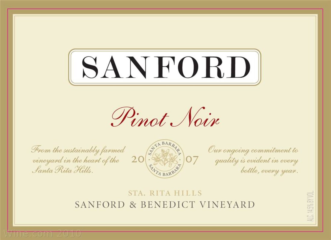 Sanford Sanford & Benedict Vineyard Pinot Noir 2007 Front Label
