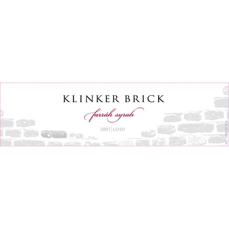 Klinker Brick Lodi Farrah Syrah 2007 Front Label