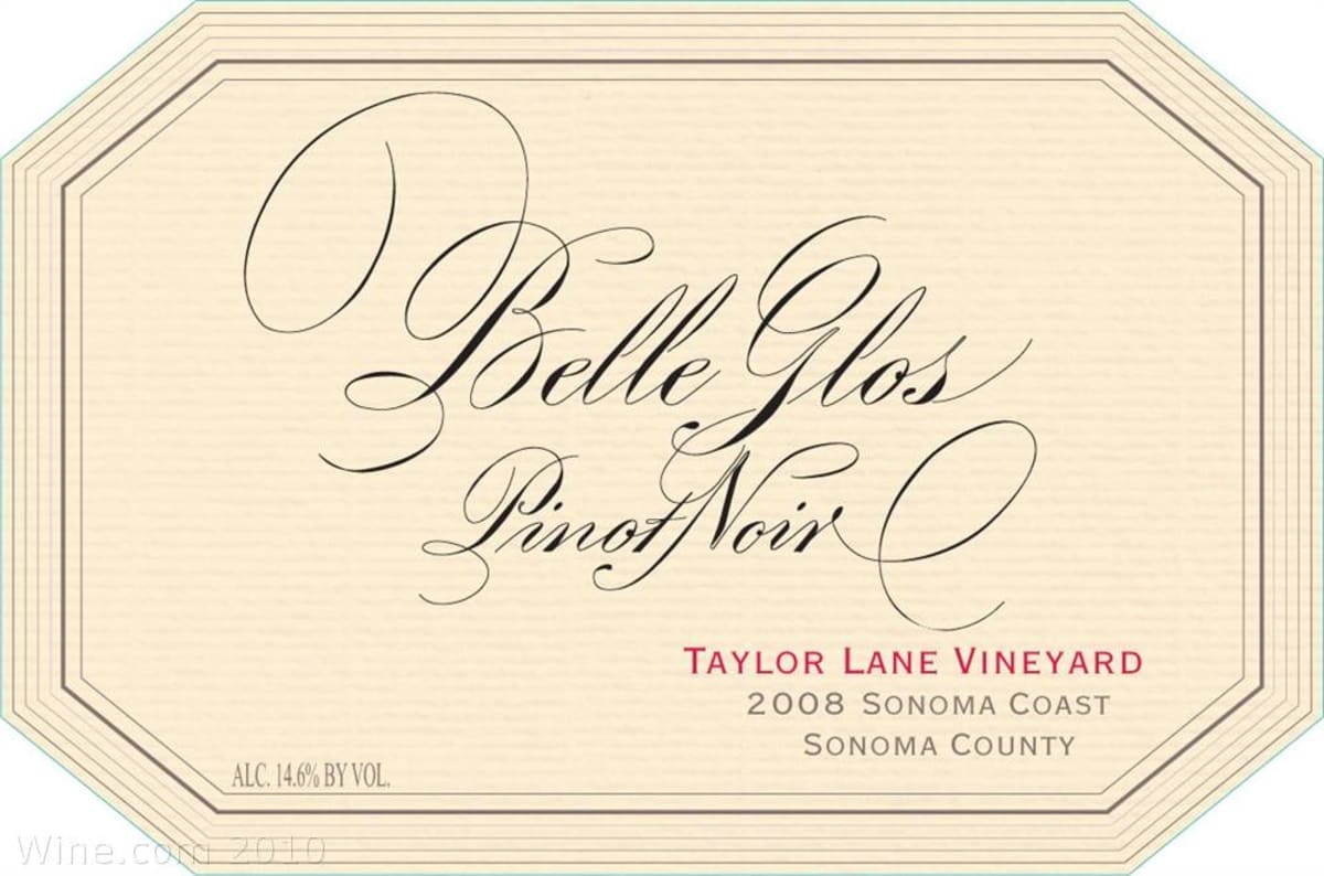 Belle Glos Taylor Lane Vineyard Pinot Noir 2008 Front Label
