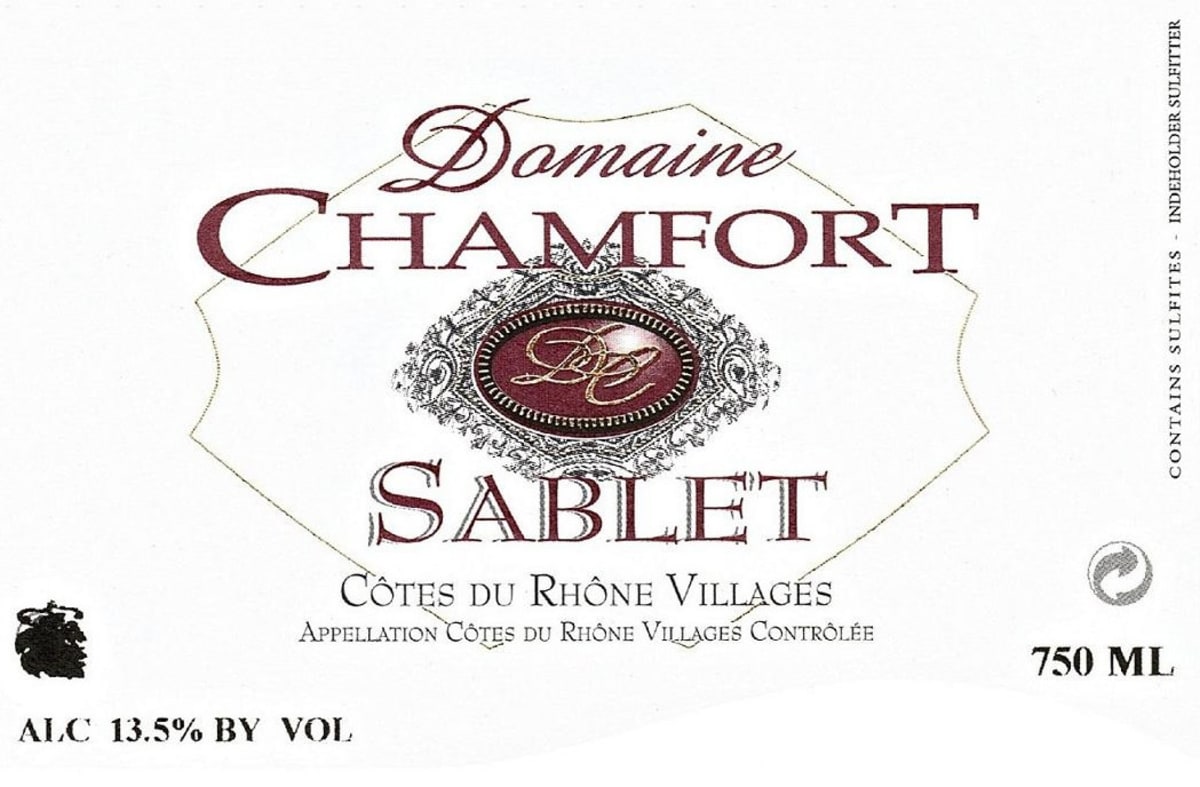 Domaine Chamfort Cotes du Rhone Villages Sablet 2010 Front Label