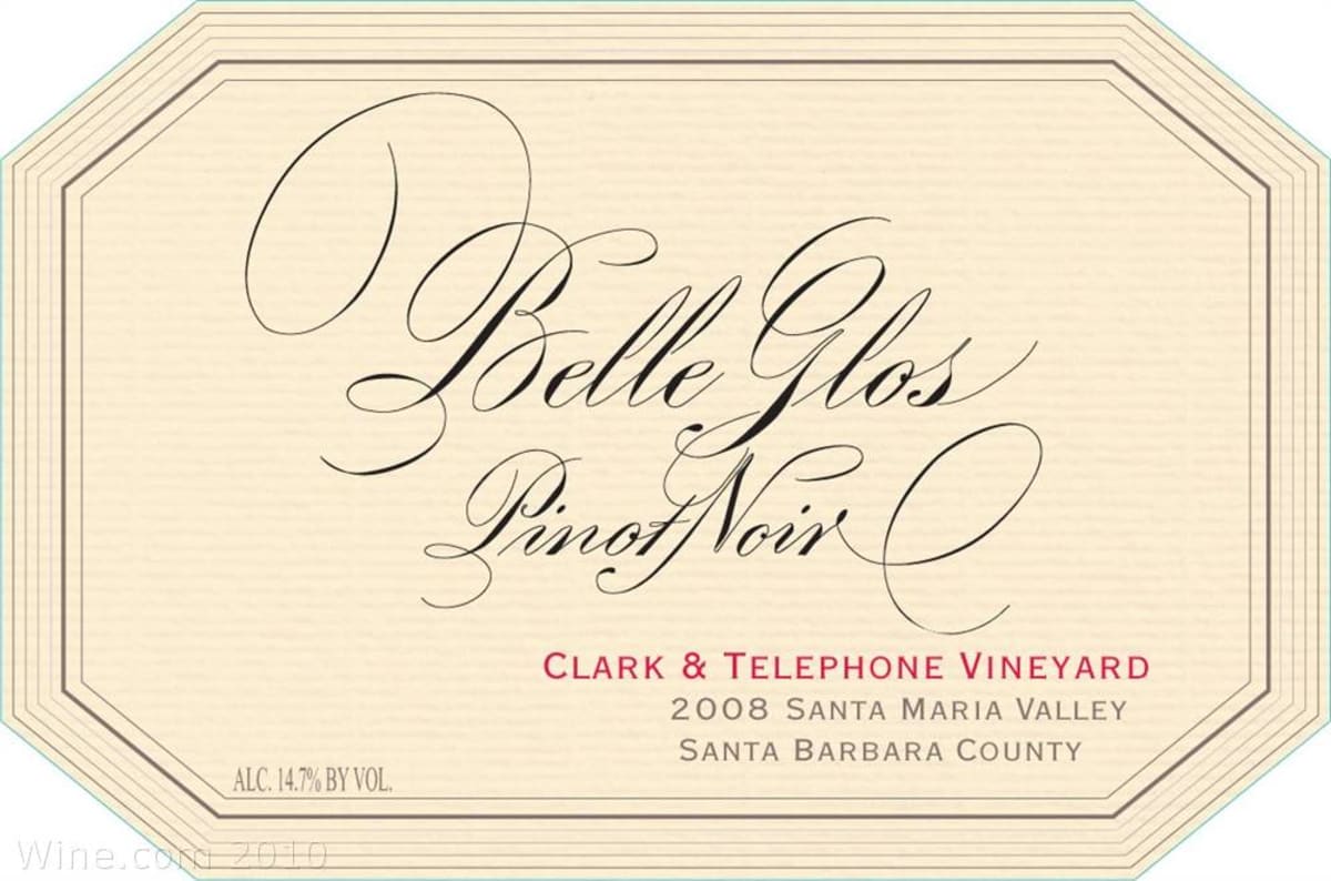 Belle Glos Clark and Telephone Vineyard Pinot Noir 2008 Front Label