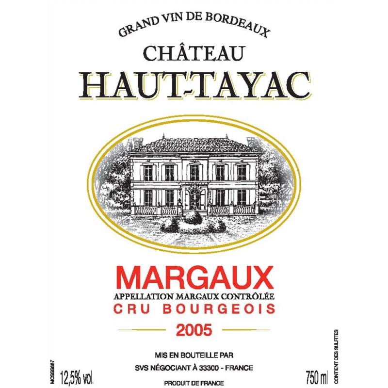Chateau Haut Tayac Margaux 2005 Front Label