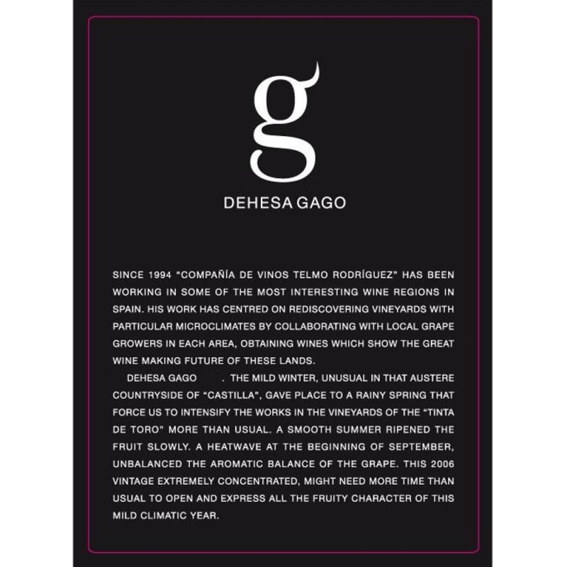 Telmo Rodriguez Dehesa Gago 2008 Front Label