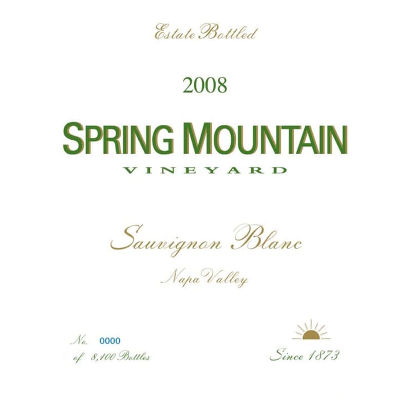 Spring Mountain Vineyard Napa Valley Sauvignon Blanc 2008 Front Label