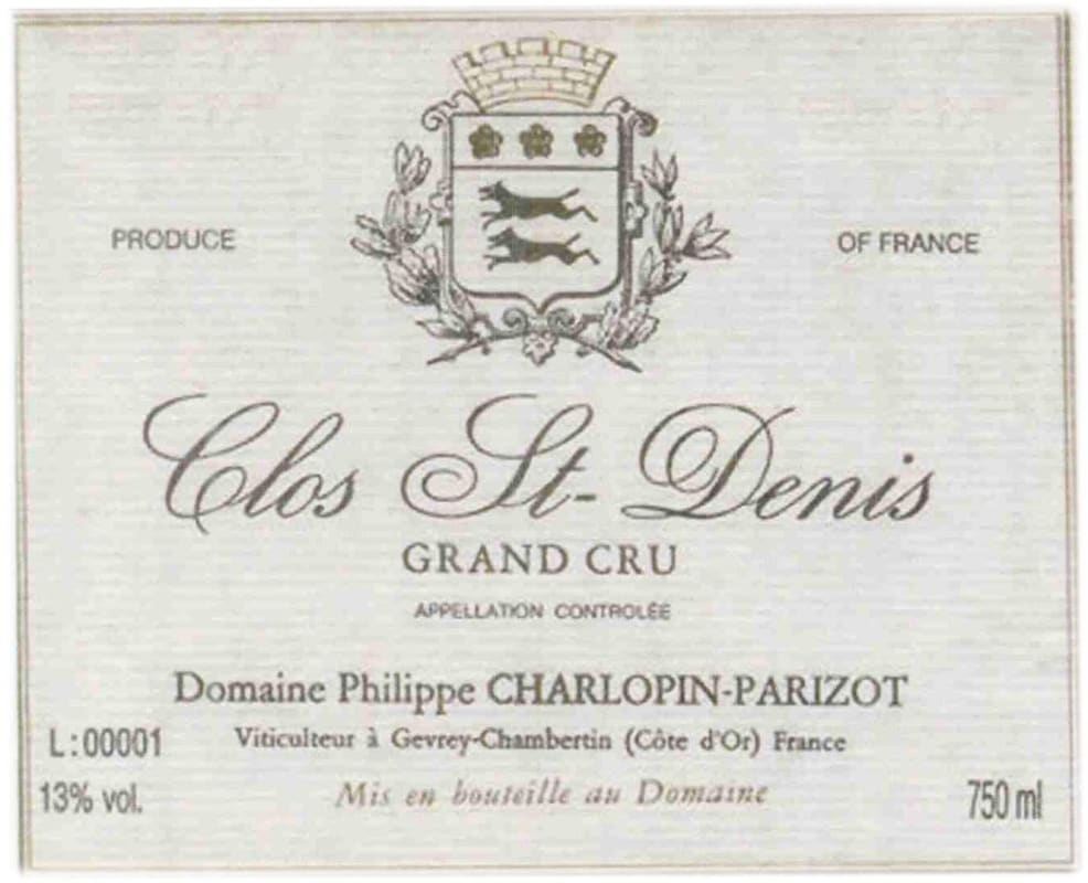 Domaine Philippe Charlopin-Parizot Clos Saint Denis Grand Cru 2012 Front Label