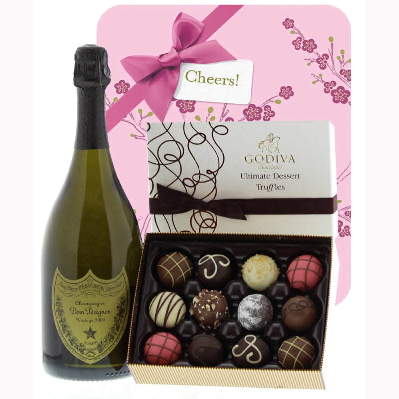 Cheers, Dom Perignon & Godiva Truffles Gift Set Gift Product Image