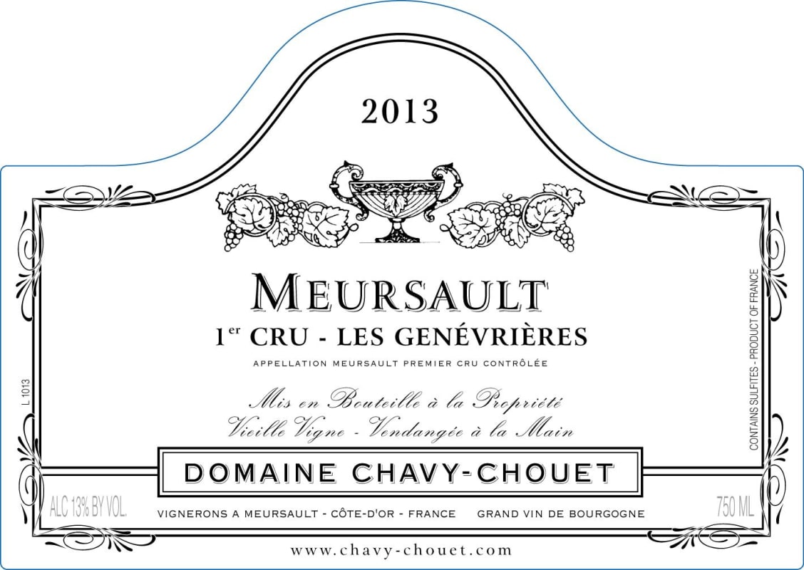 Chavy-Chouet Meursault Les Genevrieres Premier Cru 2013 Front Label