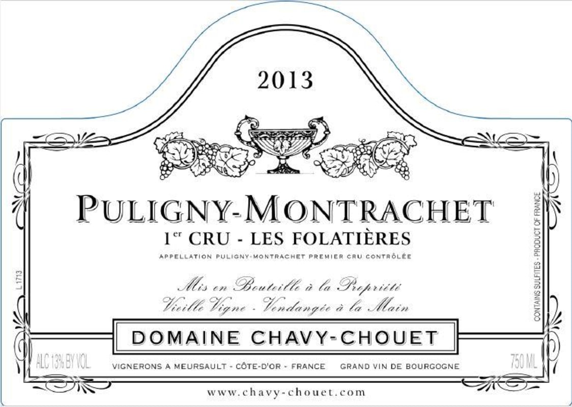 Chavy-Chouet Puligny-Montrachet Les Folatieres Premier Cru 2013 Front Label