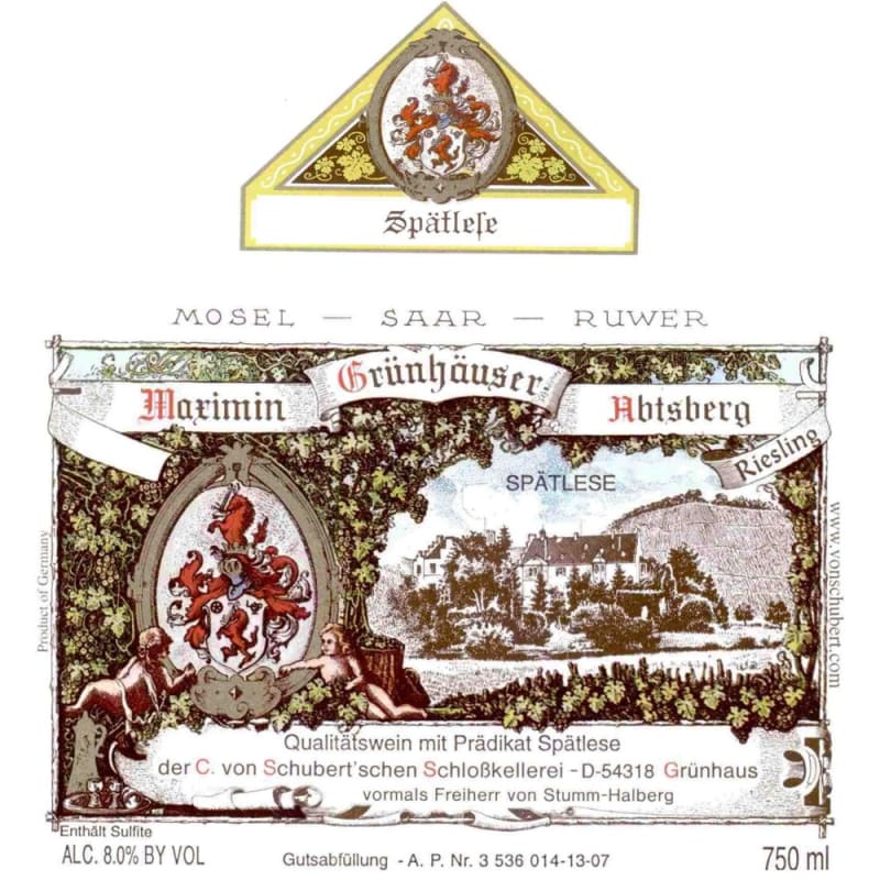 Maximin Grunhaus Abtsberg Riesling Spatlese 2008 Front Label