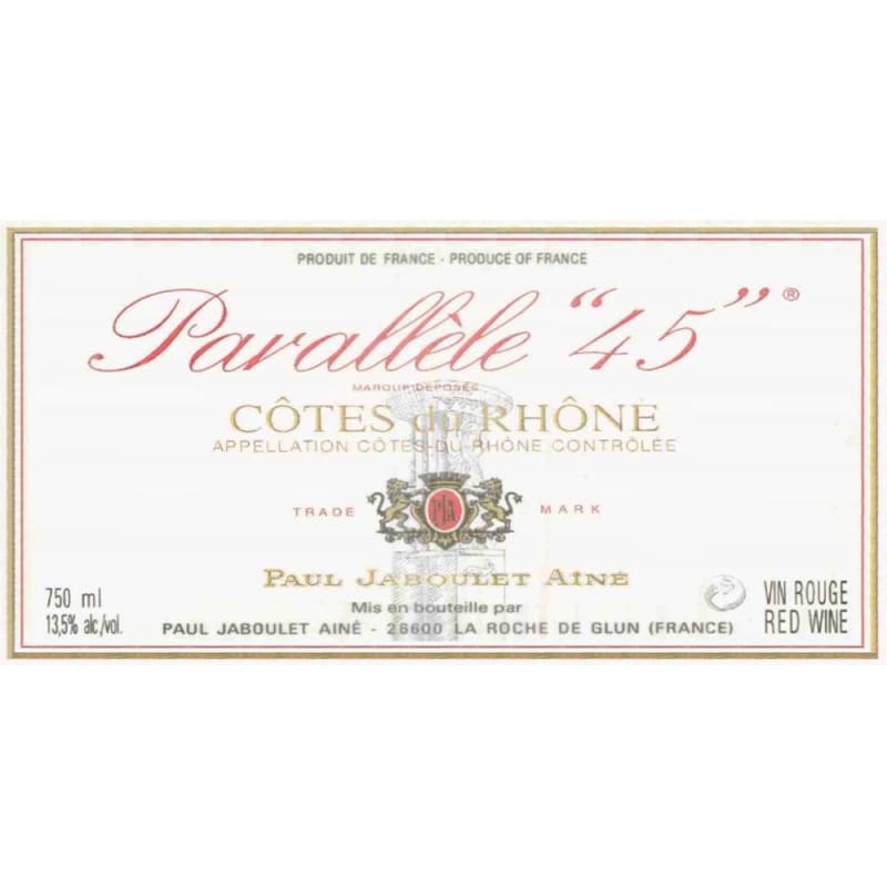 Jaboulet Cotes du Rhone Parallele 45 Rouge 2007 Front Label