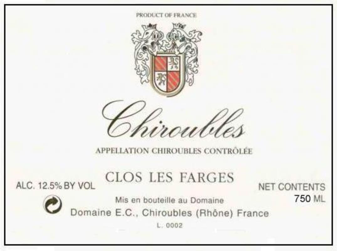 Domaine Cheysson Chiroubles 2012 Front Label