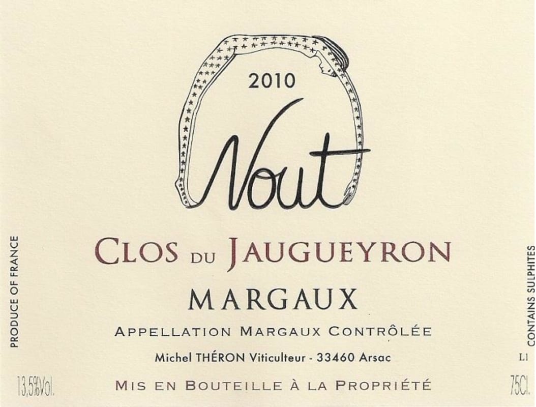 Clos du Jaugueyron Bordeaux Nout 2010 Front Label