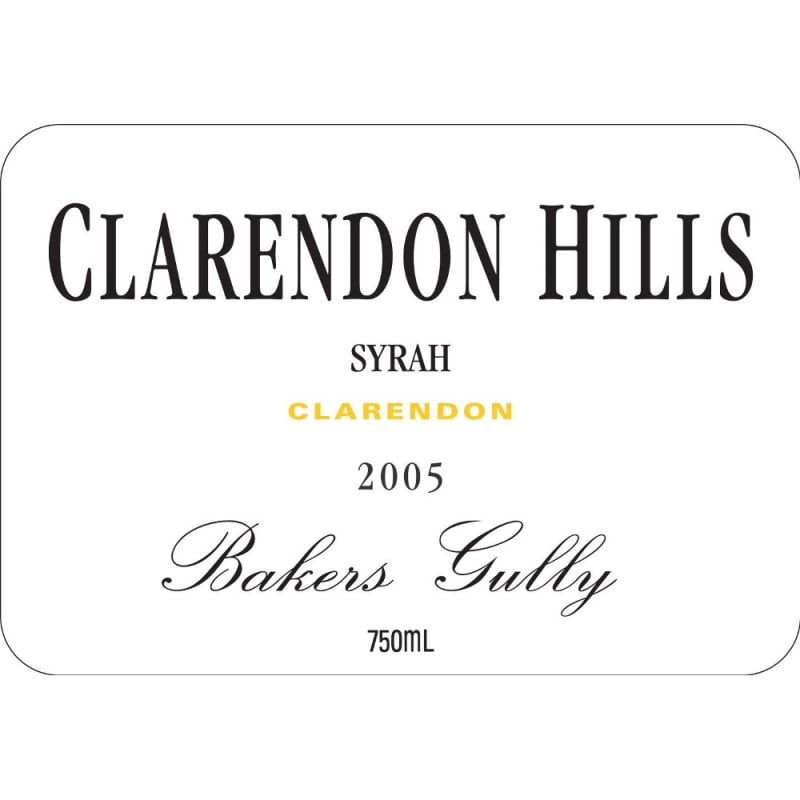 Clarendon Hills Bakers Gully Syrah 2005 Front Label