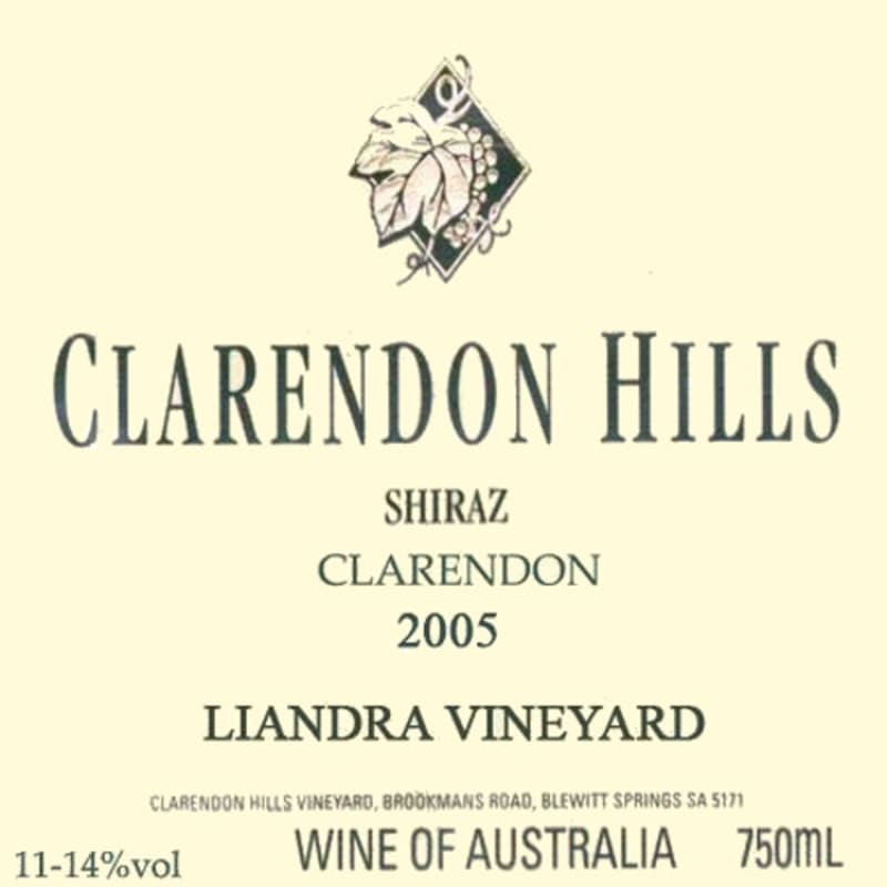 Clarendon Hills Liandra Syrah 2005 Front Label