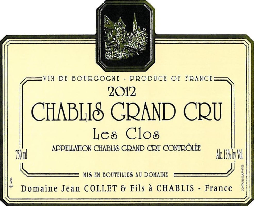 Jean Collet Chablis Les Clos Grand Cru 2012 Front Label