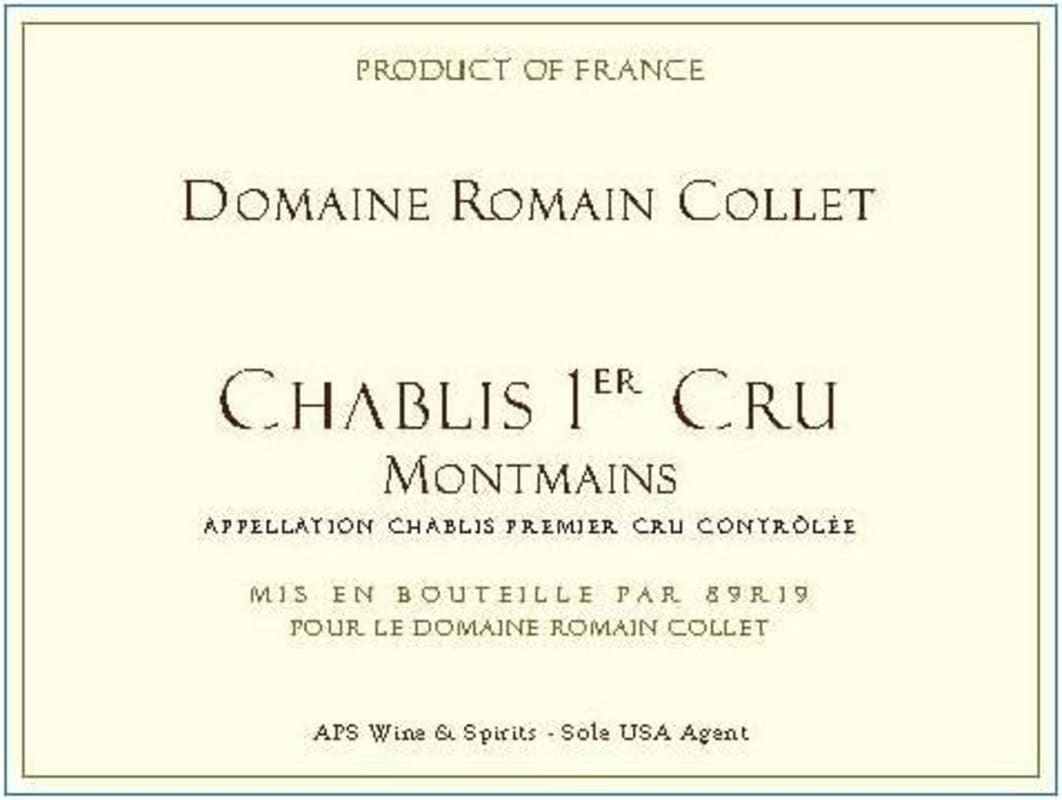 Jean Collet Chablis Collet Montmains Premier Cru 2011 Front Label