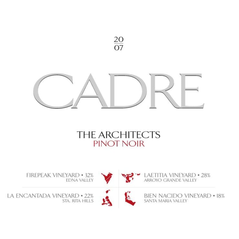 Cadre The Architects Pinot Noir 2007 Front Label