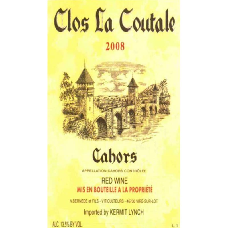 Clos La Coutale Cahors 2008 Front Label