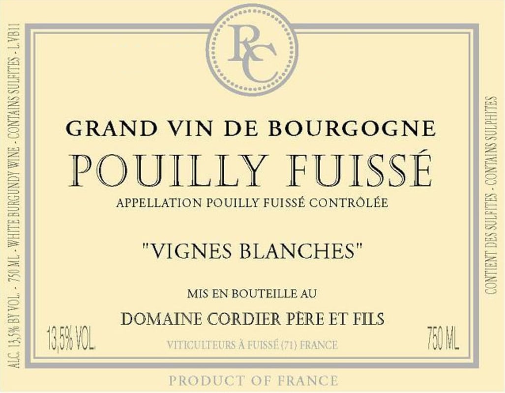 Cordier Pouilly Fuisse Vignes Blanches 2012 Front Label