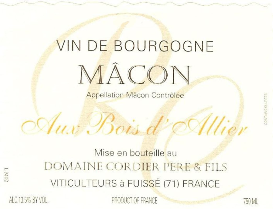 Cordier Macon Aux Bois D'Allier 2013 Front Label