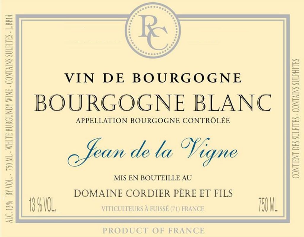 Cordier Bourgogne Blanc Jean de la Vigne 2015 Front Label