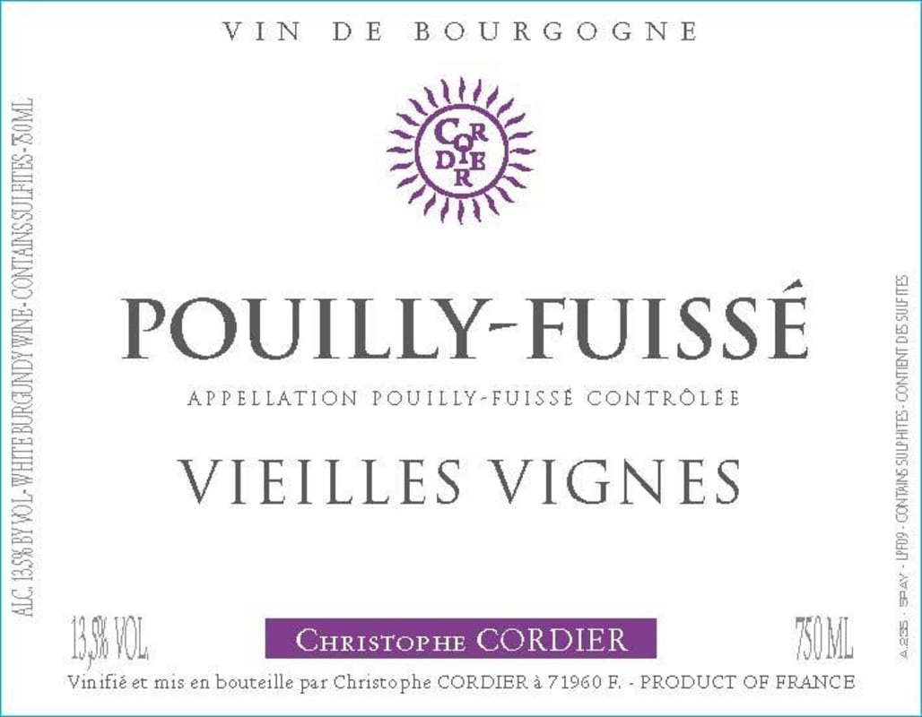 Cordier Pouilly Fuisse Vieilles Vignes 2014 Front Label