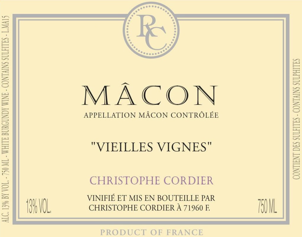 Cordier Macon Vieilles Vignes 2015 Front Label
