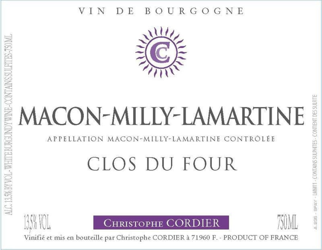 Cordier Macon Milly Lamartine Le Verdat 2013 Front Label