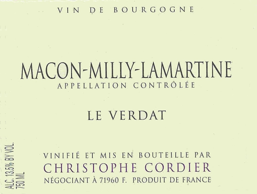 Cordier Macon Milly Lamartine Le Verdat 2006 Front Label