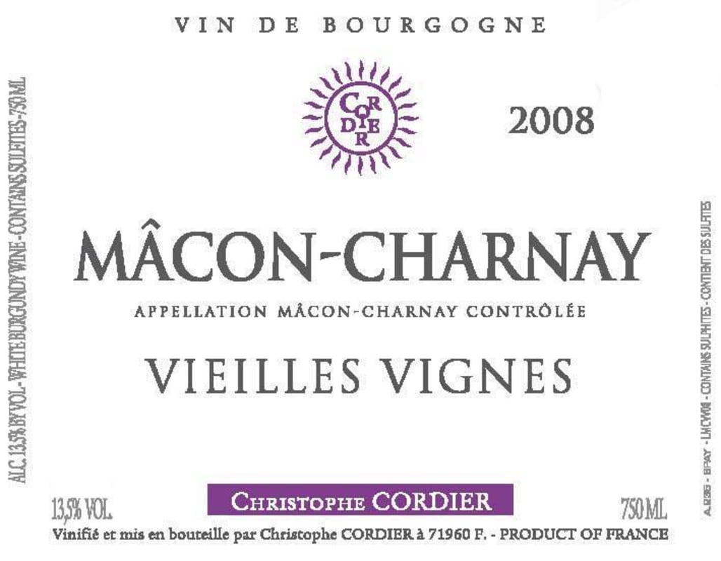 Cordier Macon Charnay Vieilles Vignes 2008 Front Label
