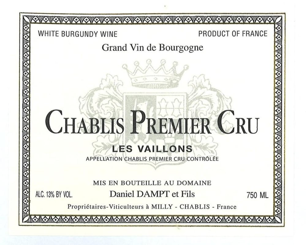 Daniel Dampt Chablis Premier Cru Les Vaillons 2014 Front Label