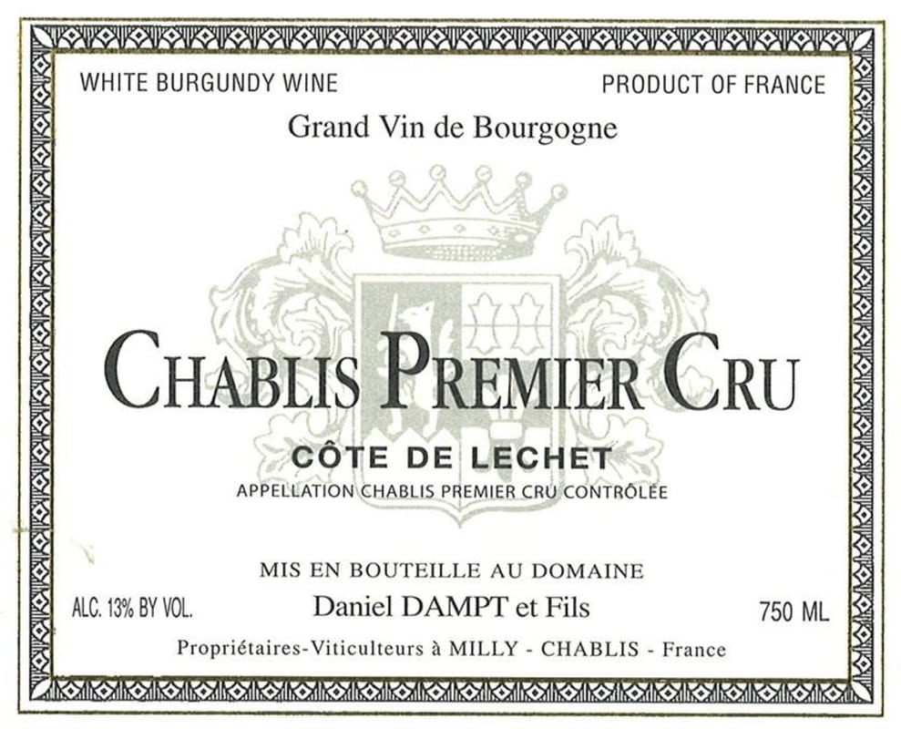 Daniel Dampt Chablis Premier Cru Cote de Lechet 2013 Front Label