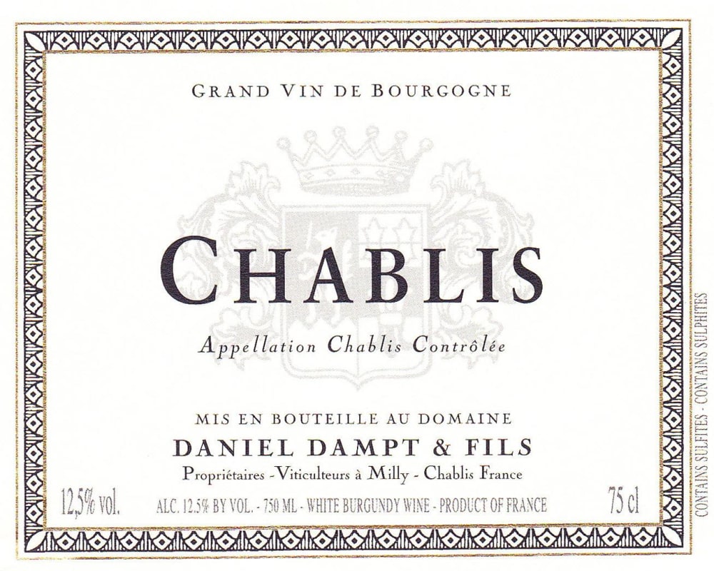 Daniel Dampt Chablis 2012 Front Label