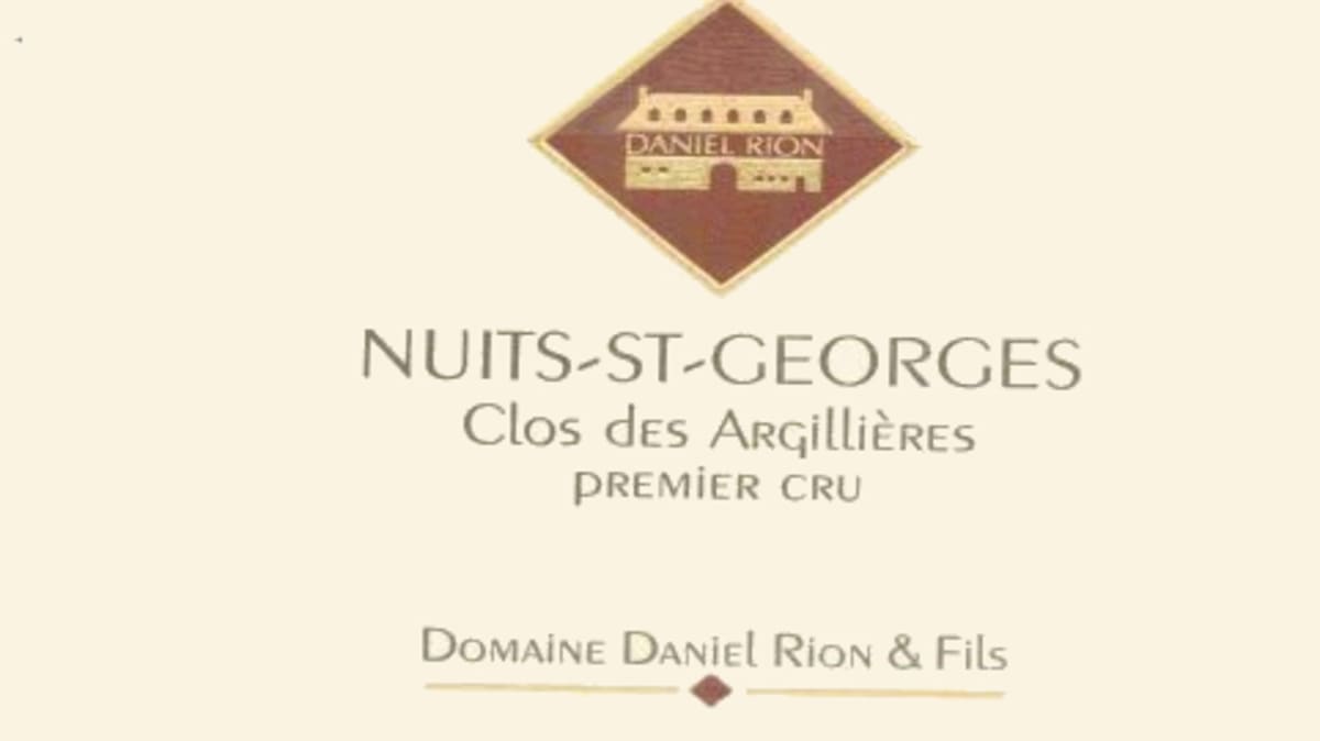 Domaine Daniel Rion & Fils Clos des Argillieres 1999 Front Label