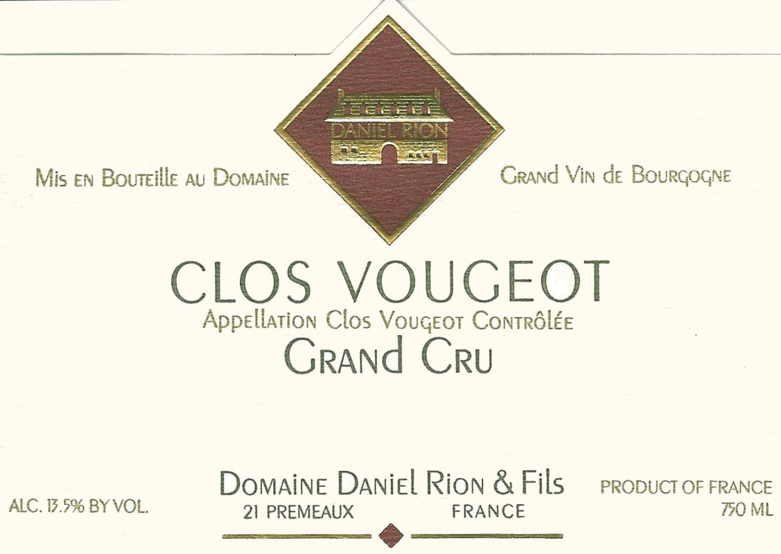 Domaine Daniel Rion & Fils Clos Vougeot Grand Cru 2009 Front Label