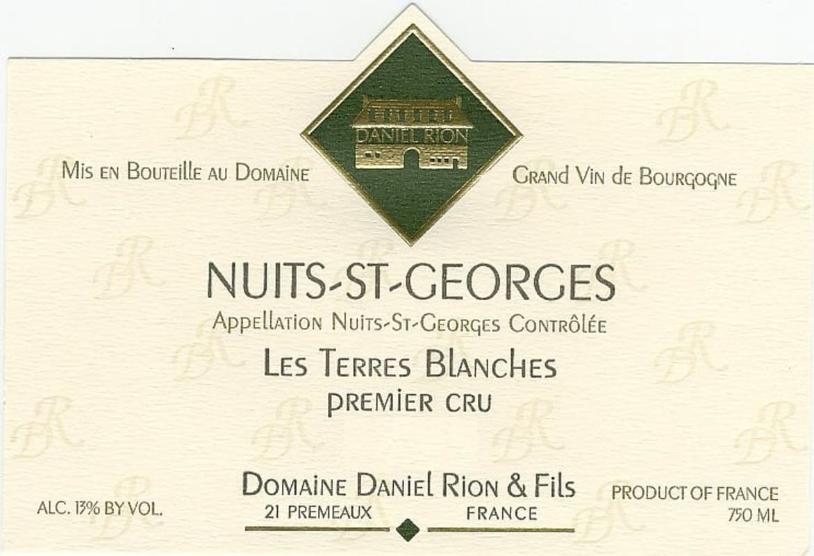 Domaine Daniel Rion & Fils Nuits-Saint-Georges Les Terres Blanches Premier Cru 2008 Front Label