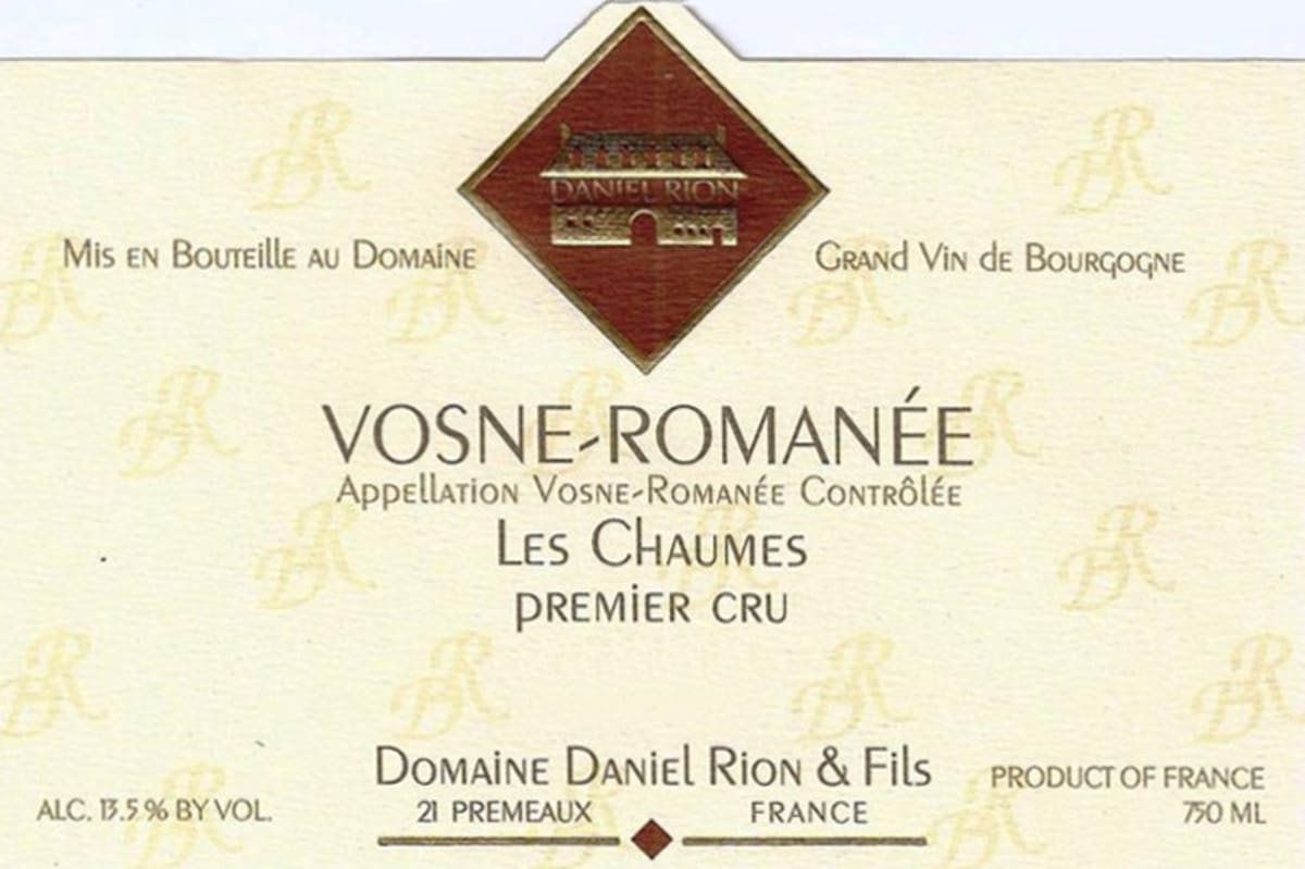 Domaine Daniel Rion & Fils Vosne-Romanee Les Chaumes Premier Cru 2012 Front Label