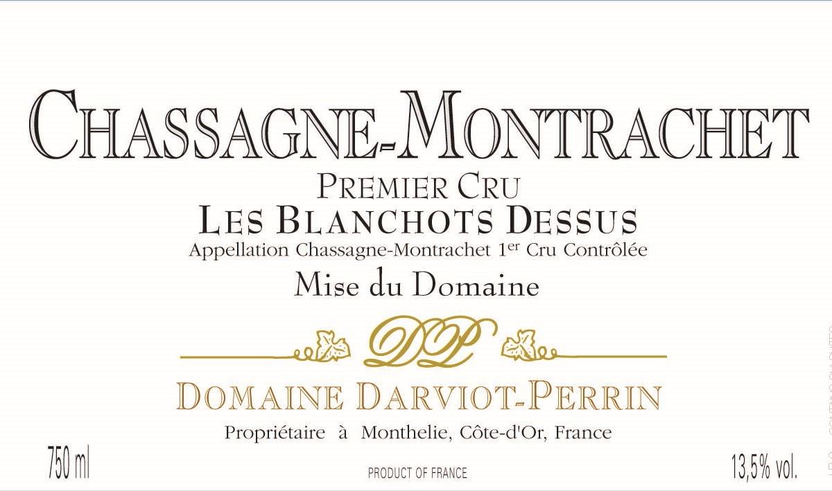 Darviot-Perrin Chassagne-Montrachet Les Blanchots Dessus Premier Cru 2012 Front Label
