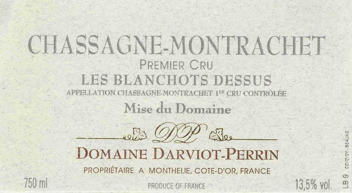 Darviot-Perrin Chassagne-Montrachet Les Blanchots Dessus Premier Cru 2003 Front Label