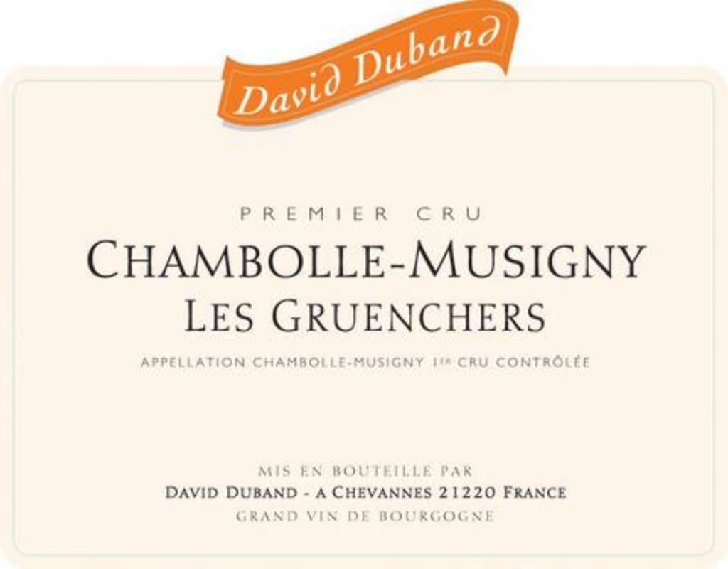 David Duband Chambolle-Musigny Premier Cru Les Gruenchers 2011 Front Label