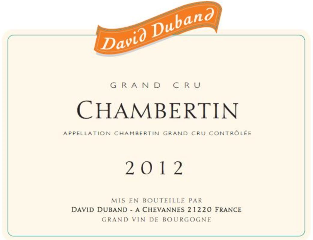 David Duband Chambertin Grand Cru 2012 Front Label